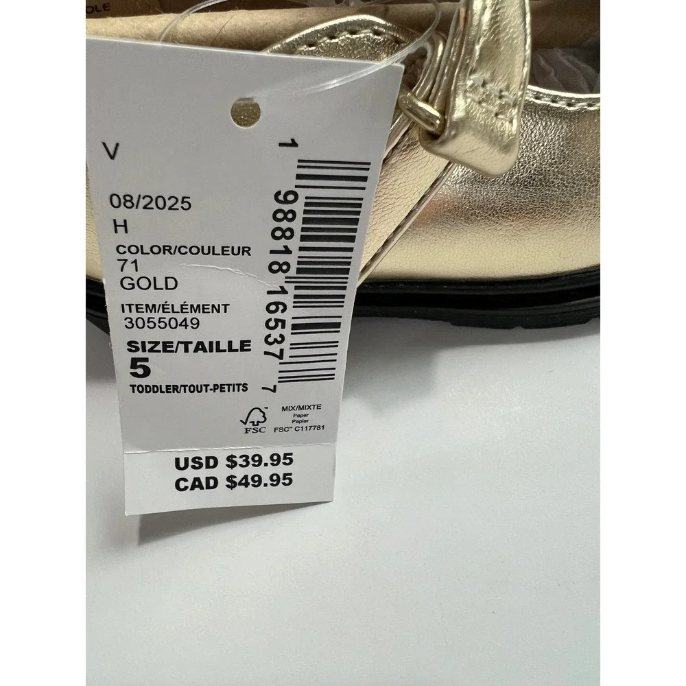 The Children's Place T-Strap Mary Jane Shoes 3055049 Toddler 5 Gold Metallic A71